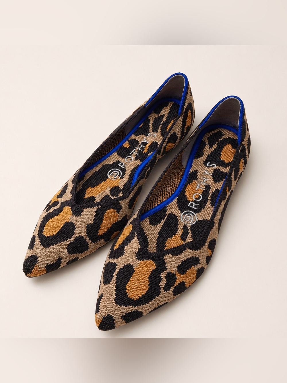 Rothy's Women's The Point Big Cat Ballet Flats Leopard Animal Print Size 7